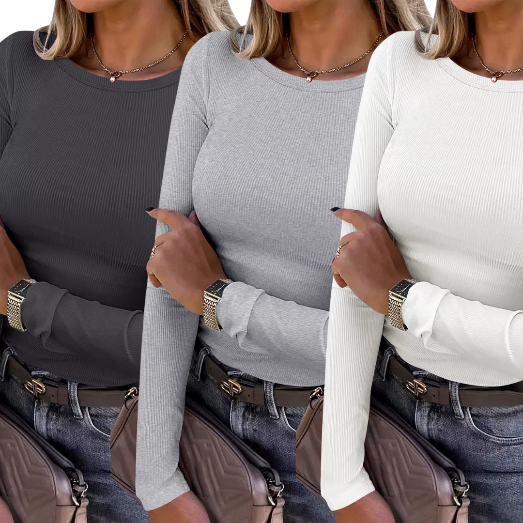 KARIN™ - Basic Comfortable Ribbed Crewneck Shirt